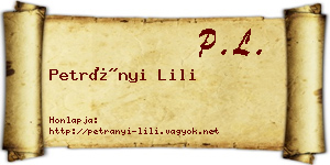 Petrányi Lili névjegykártya